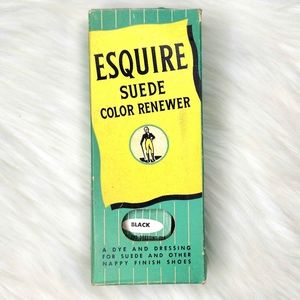 Vintage Box & Glass Bottle ESQUIRE Suede Color Renewer Black Shoe Dye & Dressing